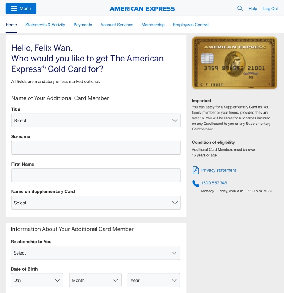 Hero image of a credit card application journey