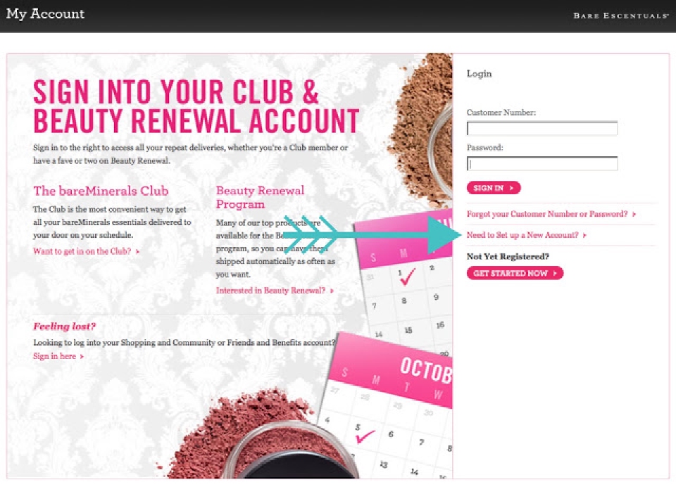 Image of Bare Minerals login